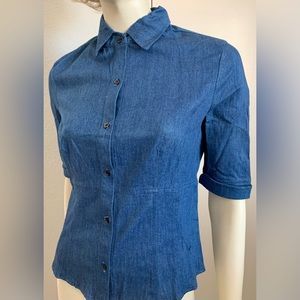New Star Girl stretch denim shirt sleeve top 38/40 bust NWOT princess seams